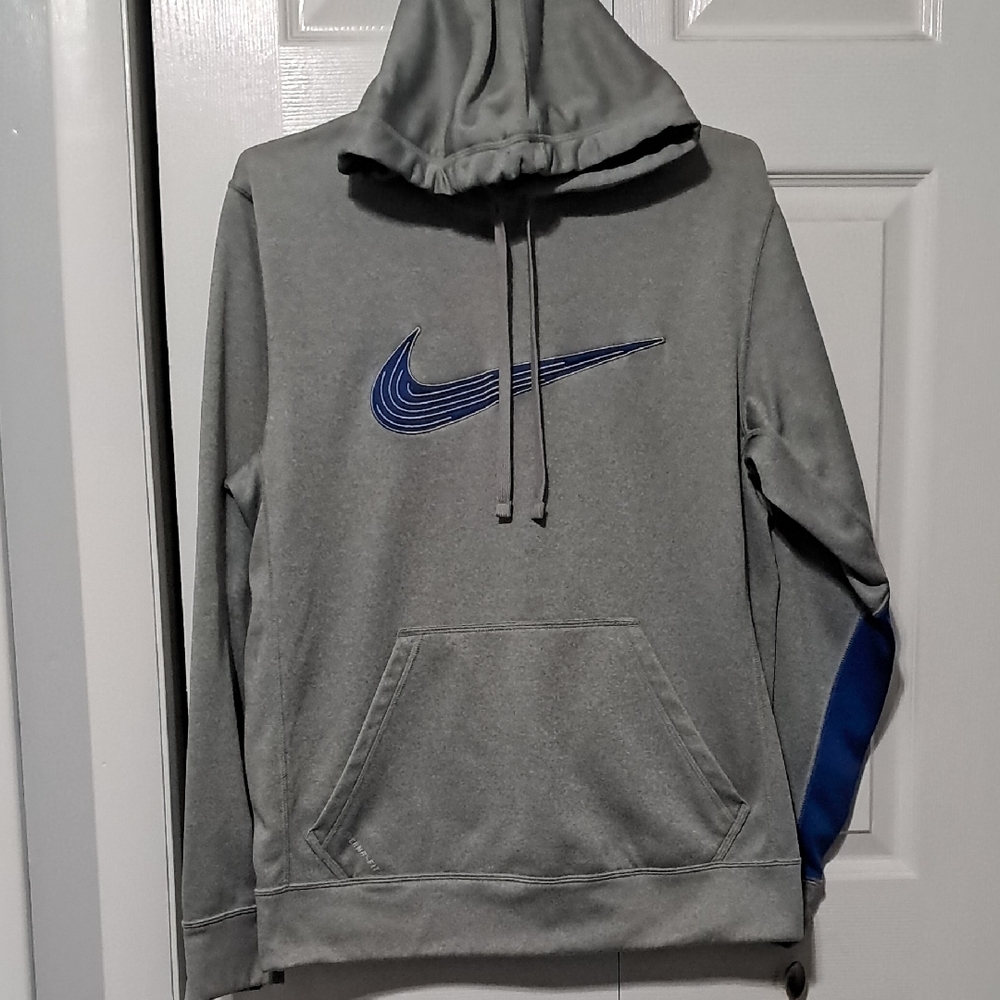 NWOT! Nike Gray Thermafit Hoodie with Blue Logo Size Small